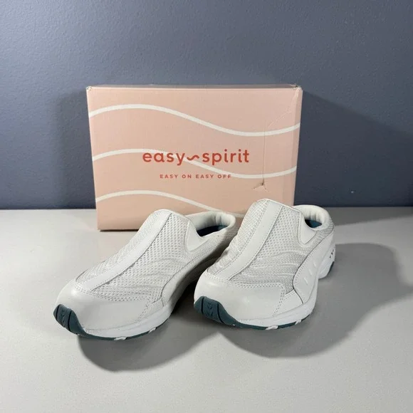 Easy Spirit Traveltime Womens White Leather Mesh Walking Clog Mule Shoes 7WW - Picture 7 of 11